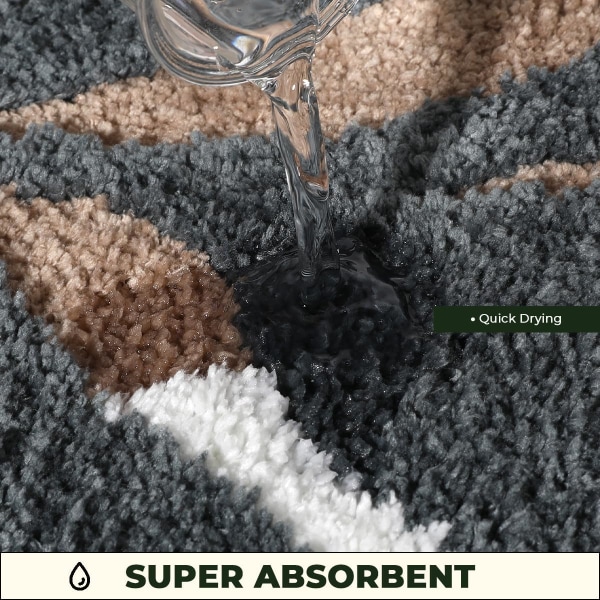 Superabsorberende Badeværelsesmåtte Antislip Badetæppe til Badeværelse Maskinvaskbar Bademåtte Blød Mikrofiber Bademåtte Brown Bamboo 24" X 16"