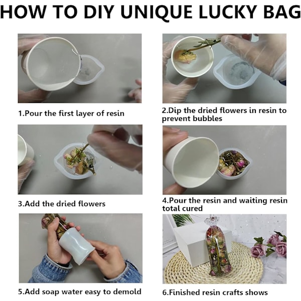 Lyckobagsformar i Resin, Silikonformar för Resin Gjutning, Resinformar i Silikon för DIY Lyckobags Bord Heminredning