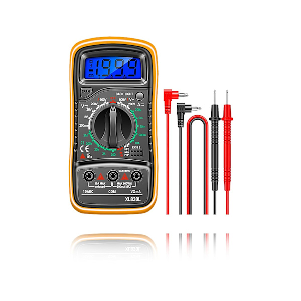 Digital Multimeter Voltmeter, Digital Multimeter, Voltmeter med Dobbelt Sikringer, Bærbar Multimeter med LCD-Skærm AC/DC/DC Spænding, Modstand