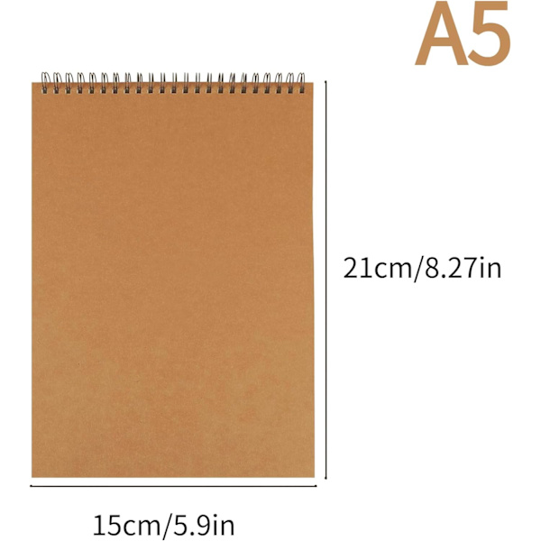 A4/A5 Skitsebog, Tegnebog, 60 Sider (30 Ark) Skitseblok Spiralbundet Hårdt Kraftpapir Omslag Portræt, Kunst Tegnetilbehør 1PC A5