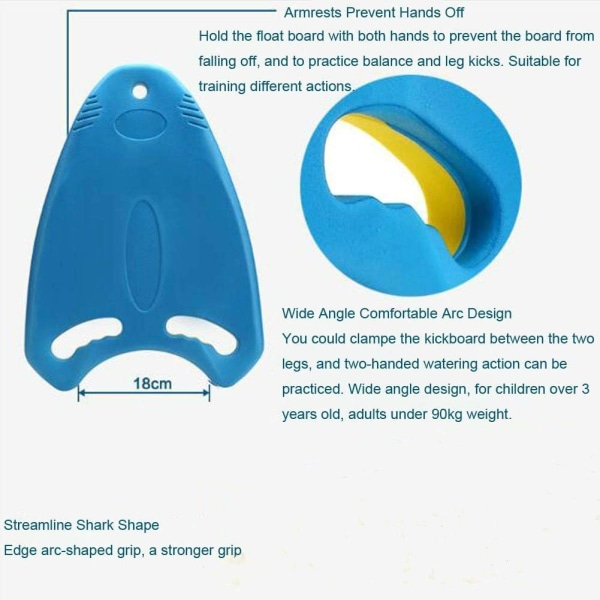Uintipotkulauta/uintiharjoittelupotkulauta, kevyt uimalauta, jossa on liukastumista estävä sileä reuna ja integroitu reikä