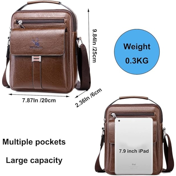 Miesten Laukku Miesten Olkalaukku Nahka Käsilaukut Miesten Työolkalaukku Retro Vedenpitävä Olkalaukku Business Casual Messenger Pieni Matkalaukku dark brown