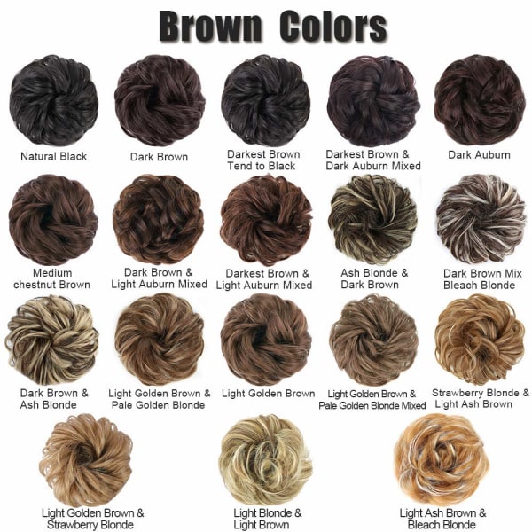 1 st Messy Hair Bun Hair Scrunchies Extension Curly Wavy Messy Syntetisk Chignon för kvinnor Updo Hairpiece 6#-Dark Brown###