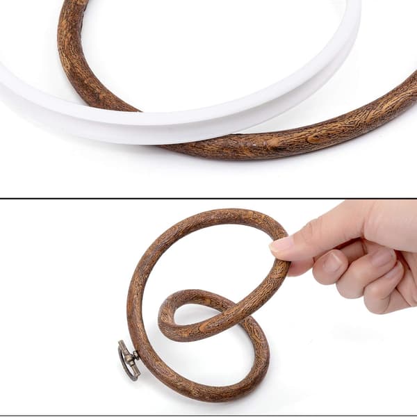 4 stk. 6 tommer runde broderirammer Display Frame Circle, Cross Stitch Hoop Ring Imiteret træ broderikit