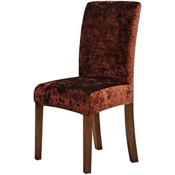 4 stk. tykke fløjlsstolbetræk Spisestolbetræk Elastisk strækbar stolbetræk Dark Brown 4pcs