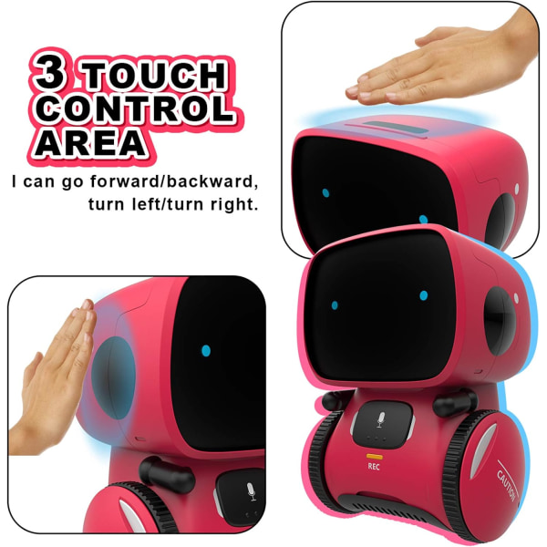 Kid Intelligent Robot Legetøj - Stemme- og berøringskontrol, Smart Robotic Legetøj til børn til piger, Recorder & Tal Like You rose red 3.9*3.7*5.1 inch