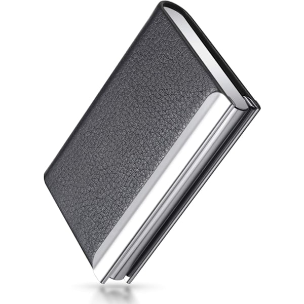 Visitkortfodral, PU-läder, Rostfritt Stål, med Magnetisk Stängning black