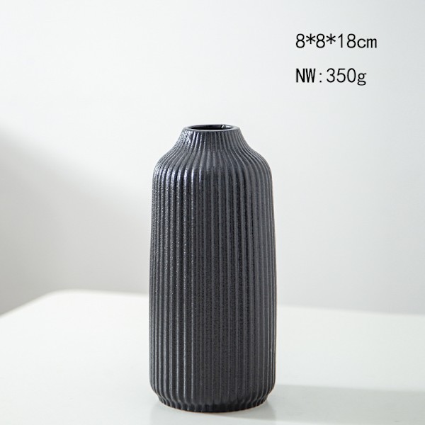 Keramisk Vase i Nordisk Stil, Dekorativ Vase for Boho Innredning, Matt Vase Black-1