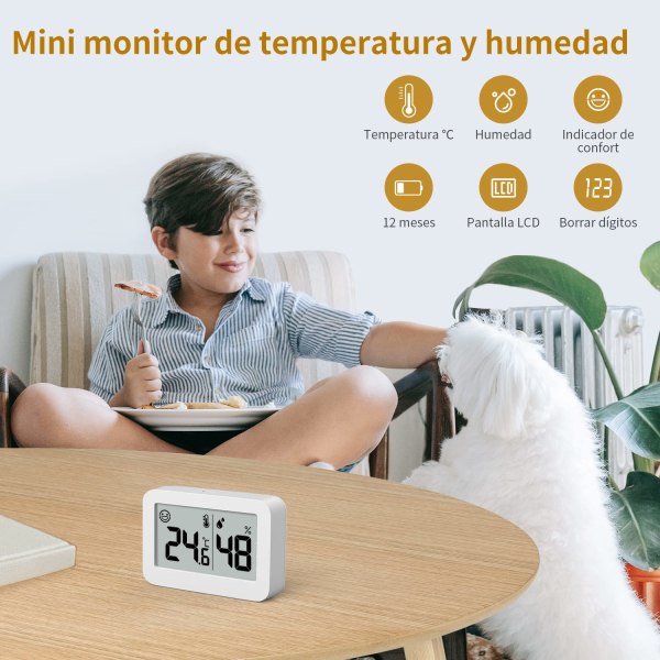 4-pack mini inomhustermometer Hygrometer, fuktighetsmätare med ℃, digital luftfuktighetsmätare temperaturvakt