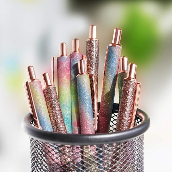 Kimaltelevat ruusukultaiset kuulakärkikynät, musta muste, keskikokoinen kärki 1 mm, lahjat ja toimistotarvikkeet Multicolor 3 PCS