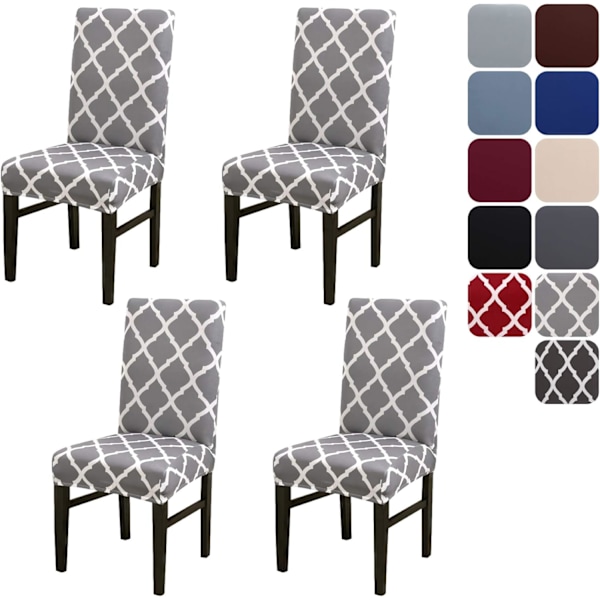 Ruokailuhuoneen tuolinpäälliset, irrotettavat ja pestävät tuolin suojukset, 4 tai 6 kappaleen sarja grey 4pcs