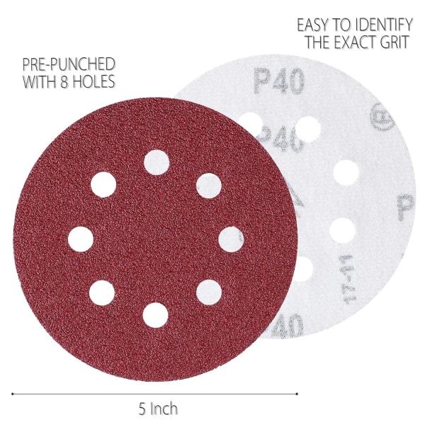 Slibeskive 80stk Slibeskiver 40/80/120/240/320/400/600/800 Grit 125mm Størrelse Ideel til Slibning/Polering/Fjernelse af Rust