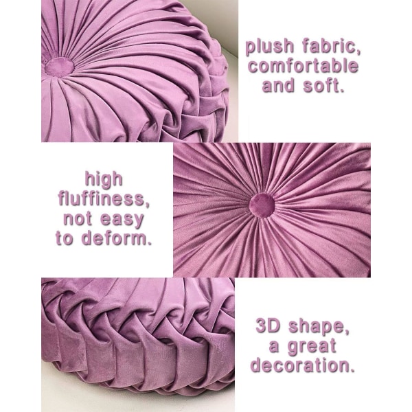 Heitä tyyny sohvalle koristeellinen 3D kurpitsa pyöreä sametti tyyny sänkyyn tuoli lattia 15\"X15\" Light Purple 15"L x 15"W