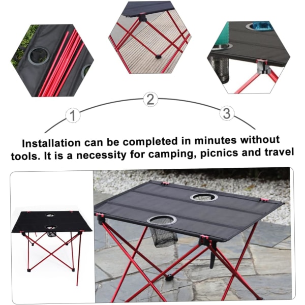 Utendørs sammenleggbart bord Sammenleggbart campingbord Koffert Festbord Bærbar bankettbord Reise Aluminiumlegering Rød