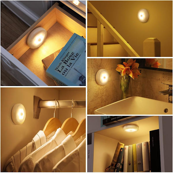 Liiketunnistimella varustettu valo, langaton paristokäyttöinen LED-yövalo, liimattava kaappivalo, portaiden turvavalot Warm White