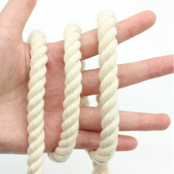 Mjukt tvinnat rep 100 % bomull för makramé, stickning, växtväggar, kreativa hobbies - 10 mx 10 mm
