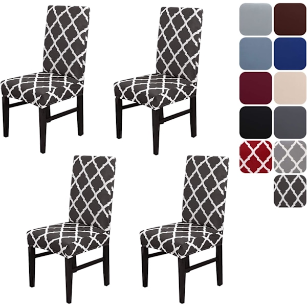 Ruokailuhuoneen tuolinpäälliset, irrotettavat ja pestävät tuolin suojukset, 4 tai 6 kappaleen sarja black 4pcs