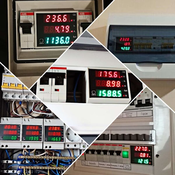 Din-skena elmätare, voltmeter digital ampèremätare AC 80-300V 100A wattmeter elförbrukningsmätare 1 fas watt KWh-mätare