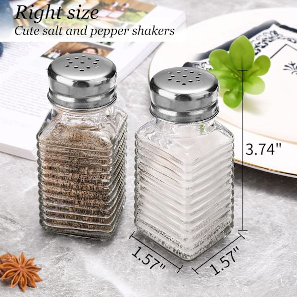 Glass Salt og Pepper Shaker Set, Rektangulært Salt Shaker Set