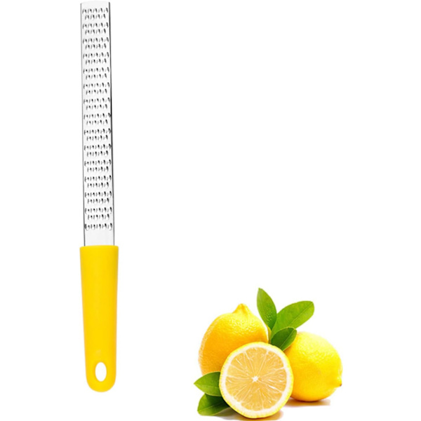 Rustfrit stål rivejern, citronskallerivejern, oste rivejern, frugt og grøntsags rivejern værktøj Yellow