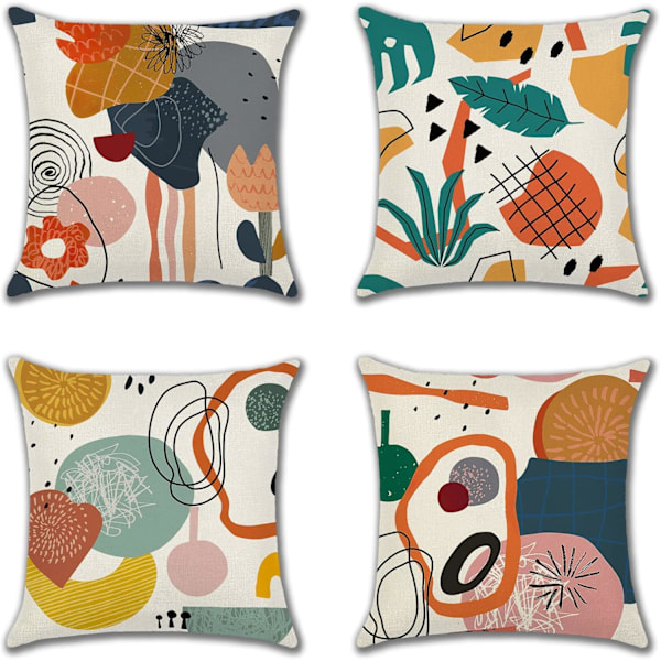 Abstrakta Konst Kuddfodral 45x45 cm Modern Boho Geometriska Dekorativa Kuddfodral Soffa Bil Kvadratisk Kuddfodral Set om 4
