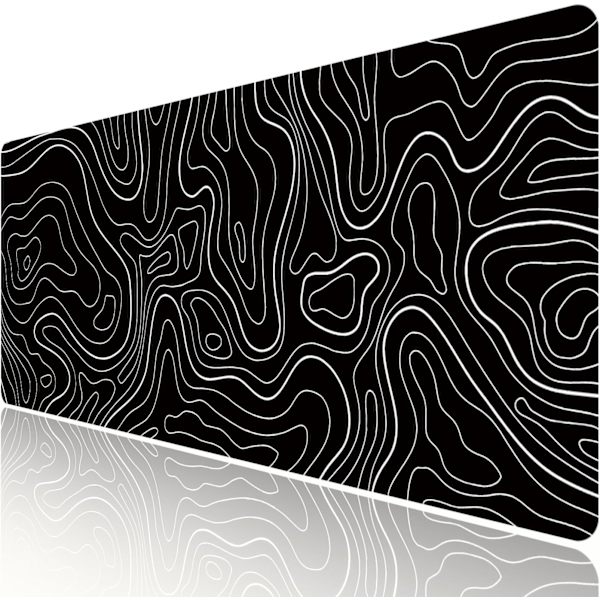 Stor Topografisk Musemåtte til Spil, Sort og Hvidt Terræn, Stor Musemåtte til Bord, 80 x 30 cm
