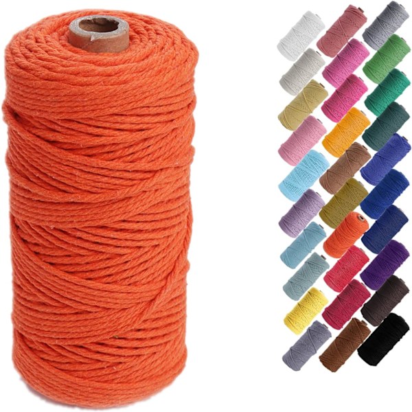 Macramé-snöre, Bomullsrep, för Väggbonader, Växtupphängningar, DIY-hantverk, Heminredning, Presentinslagning 3mmx100m orange