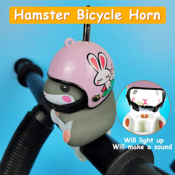 Sykkelklokke med lys og hjelm Søt dyre sykkelhorn, dashborddekorasjon leketøy motorsykkel sykkelklokker gummi dekorasjoner Pink rabbit helmet mouse