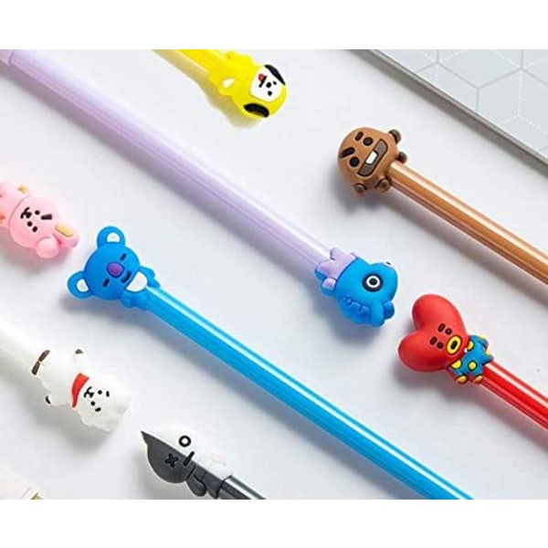 8 stk tegneserie dyrepenner svart blekk skrivepennsett plast kreative gelpenner kontor skole barn gave skrivesaker sett Multicolored 18.5 cm/ 7.28 inches