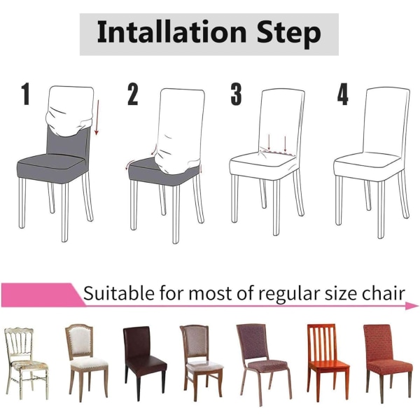 Ruokailuhuoneen tuolinpäälliset 4 tai 6 kappaleen sarja, joustava irrotettava pestävä ruokailutuolin suojapäällinen koristepäällinen istuinsuojus hotelliin coffee 6pcs