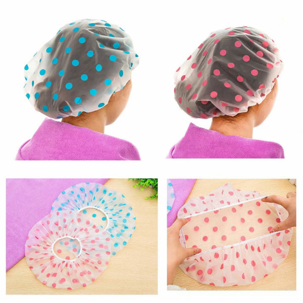 Dusjhetter, Gjenbrukbare Dusjhetter Elastisk Bånd Badehårhette for Kvinner Damer Spa Salong