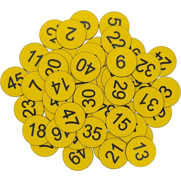 Muoviset numerolaput kaiverretut numeroidut laput ID-laput avainlaput ilman reikää (1-50) Yellow