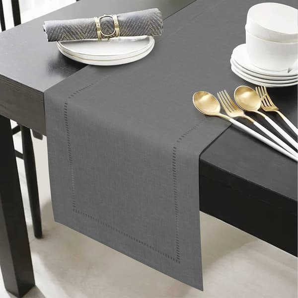 Imitert linduk, vaskbar, til spisebord, borddekorasjon dark grey