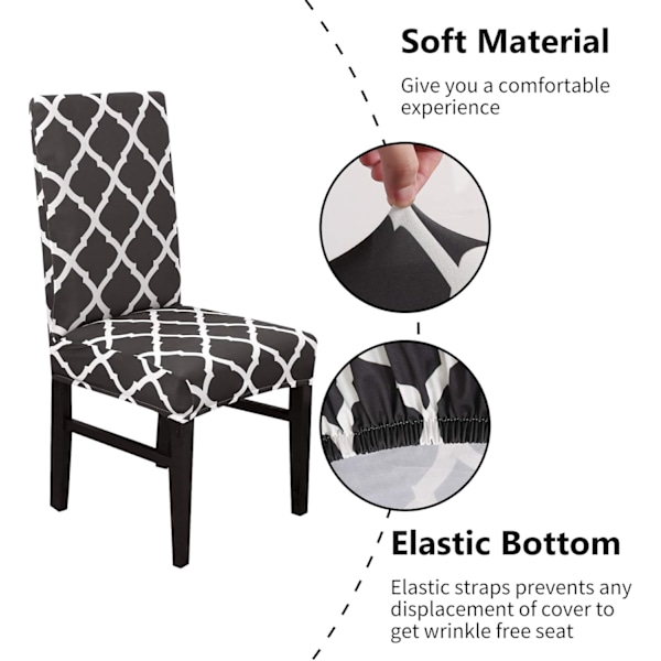 Ruokailuhuoneen tuolinpäälliset, irrotettavat ja pestävät tuolin suojukset, 4 tai 6 kappaleen sarja black 4pcs