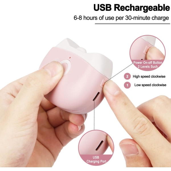 Automatisk Elektrisk Negleklipper med Negleskrab Opbevaring, USB Opladbar Sikker Fingernegltrimmer pink