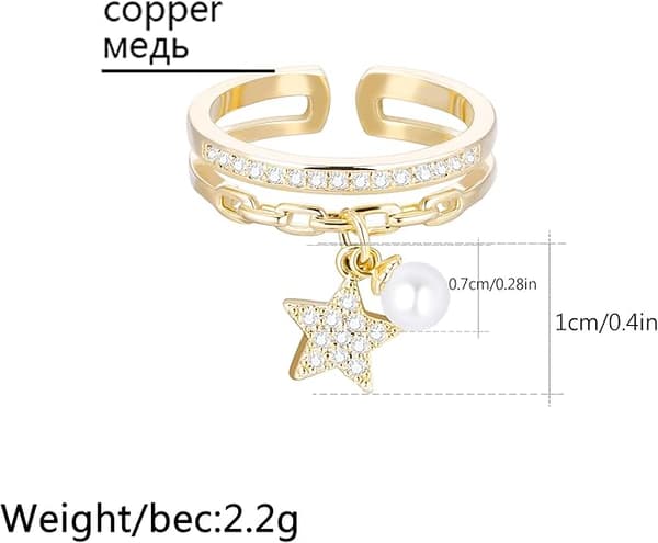 Trendy Damerings, Ring Rig på Cubic Zirconia, Justerbart Hypoallergent Materiale, Gave
