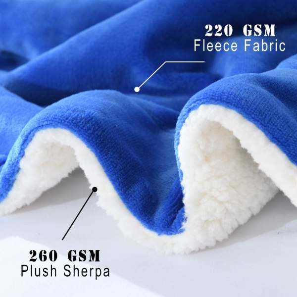 Sherpa-teppe - Varme tepper for vinteren - Supermyk, lodden flanellfleece/ulllignende vendbar fløyels plysj sofateppe - Lett Princess Blue 50"x60"