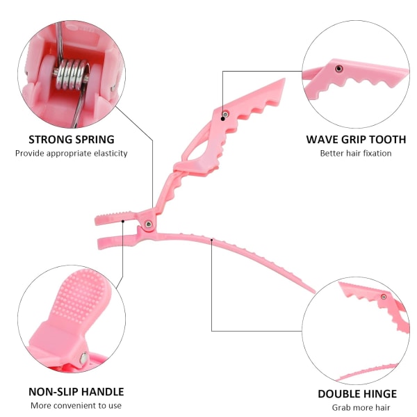 12 kpl Alligator-hiuspinnejä hiusten muotoiluun ja osiointiin, meikkiin, suuret ankka-nokkapinnat, Alligator-hiuspinnejä ohuelle ja paksuille hiuksille pink