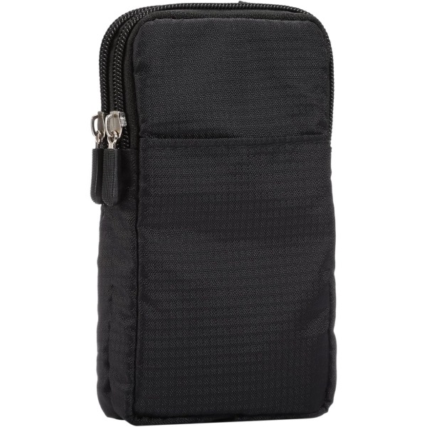 Mobiltelefonbälte, Crossbody Mobiltelefonväska, Outdoor Resa Nylon Axelväska, med Bältesögla Karabinkrok black 10*18*3.5 CM