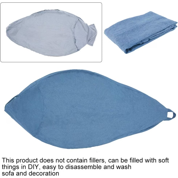 Bean Bag Cover (utan fyllmedel) Plyschleksak Förvaringspåse Kläder Organizer Beanbag Cover för vuxna barn (90 * 110 cm, blå)