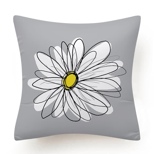 Dekorative pudebetræk grå og gule blomster pyntepudebetræk blødt polyester firkantet pyntepudebetræk (45x45 cm) sæt med 4