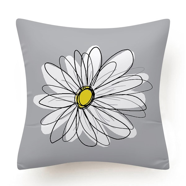 Dekorative Putetrekk Grå og Gule Blomster Pynteputetrekk Myk Polyester Firkantet Putetrekk (18x18'') Sett med 4
