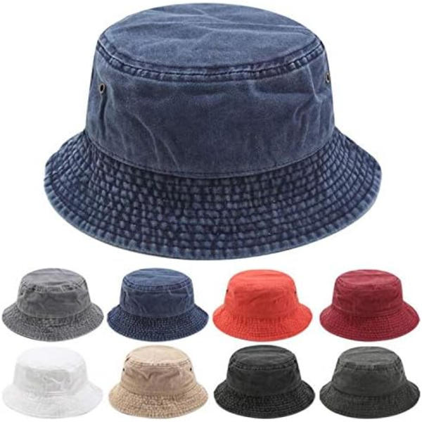 Vintage-tyylinen puuvillainen ämpärihattu, pestu, ulkoiluun, kalastukseen, aurinkohattu Wind Red