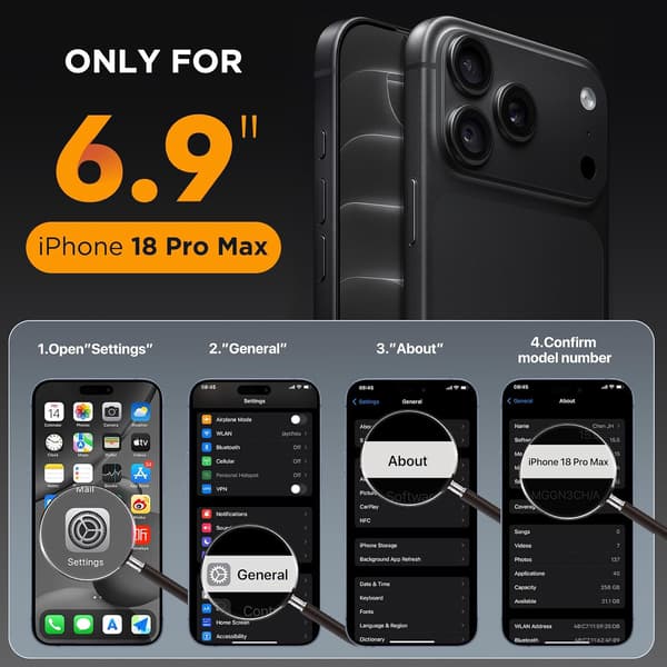 iPhone 18 Pro Max Magnetisk Telefondeksel, Kompatibel med MagSafe Trådløs Lading
