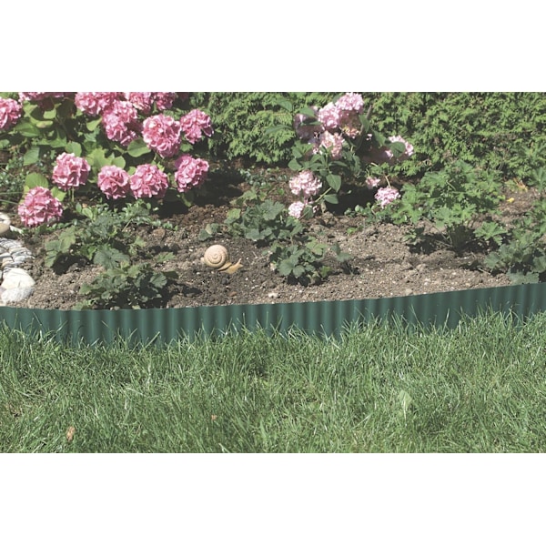 PE/PP Kantlist for hage - 9m x 10cm - Korrugert - For plener, blomsterbed, enger - Grå
