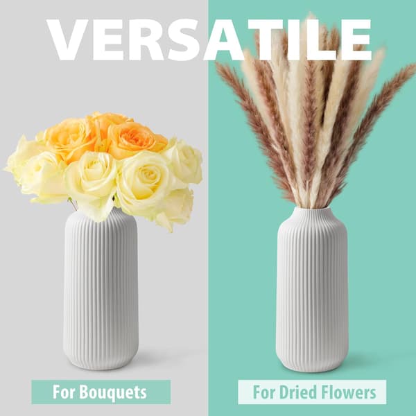 Keramisk Vas i Nordisk Stil, Deko Vas för Boho Dekor, Matt Vas WHite-2