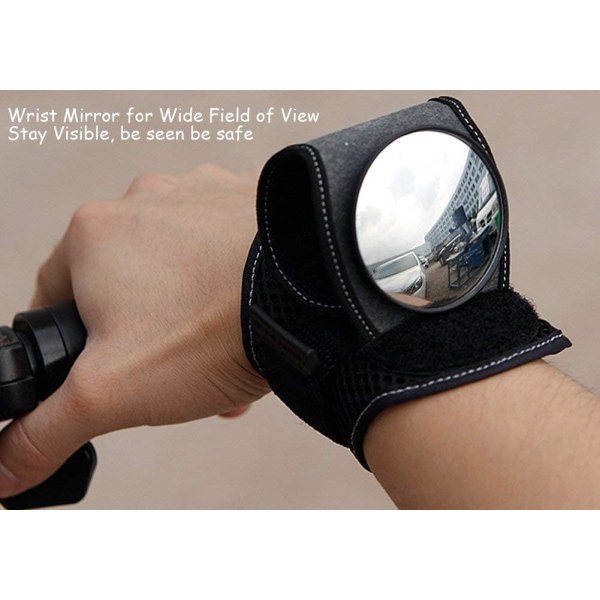 Sykkelspeil, sykkel bakspeil, motorsykkel styrespeil refleks armbånd håndleddspeil for pendlere barn bursdagsgave gadget Black