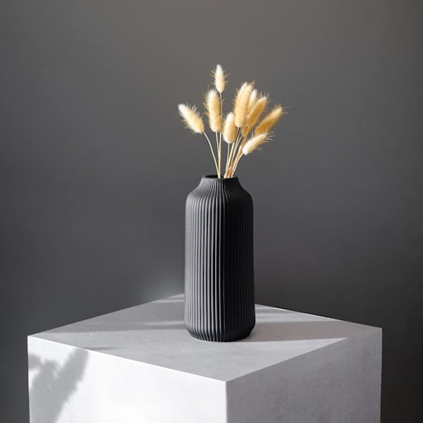 Keramisk Vase i Nordisk Stil, Dekorativ Vase for Boho Innredning, Matt Vase Black-2