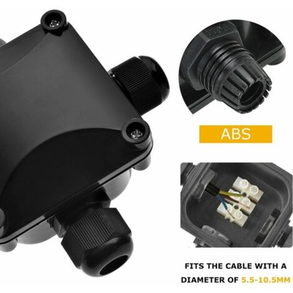 Koblingsboks, 5 stk koblingsboks IP68 3-veis vanntett kontakt utendørs elektrisk bokskontakter 0,75-2,5 mm eller 5-10 mm