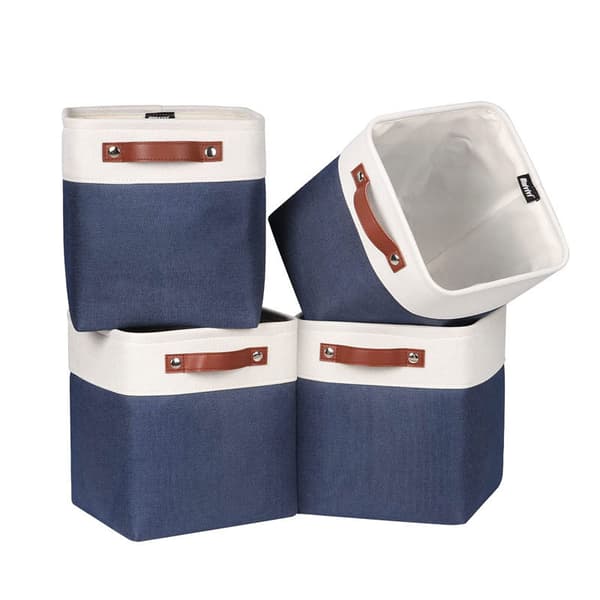 Set med 4 tygförvaringskuber, förvaringskorg för sovrum Navy blue 28*28*28cm